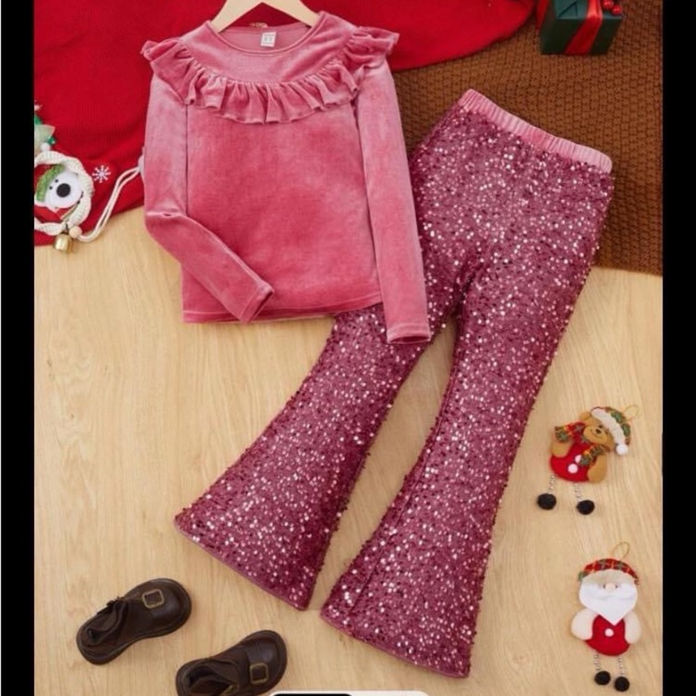 Pink Outfit Sequined Pants